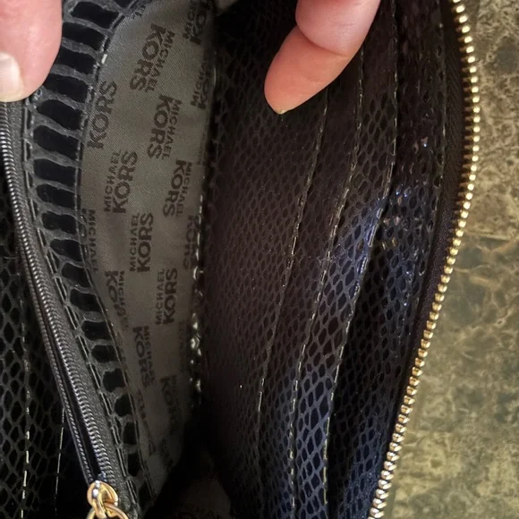 Michael Kors Black Snakeskin Wallet with Gold Accents - Picture 4 of 5